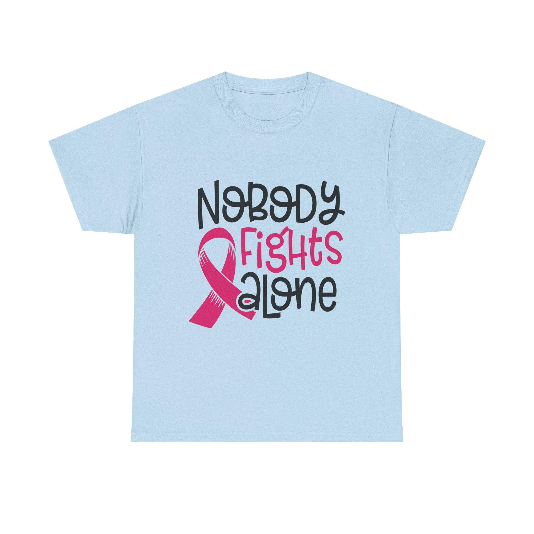 Empowering Awareness Tee - Nobody Fights Alone, Unisex Cotton T-Shirt, Supportive Gift, Breast Cancer Awareness, Inspirational Shirt