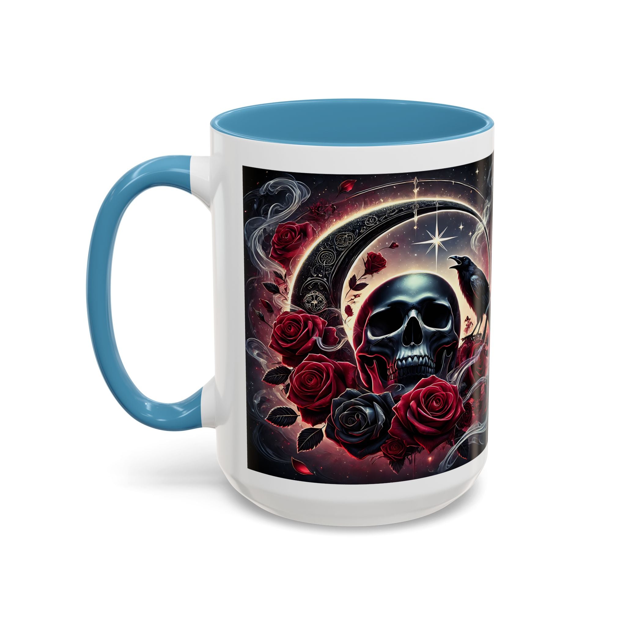 Skull & Raven Accent Coffee Mug — Gothic Roses 11/15oz