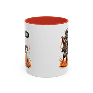 Funny I'M fine  Skeleton on fire Coffee Mug - Humor Gift for Halloween, Coffee Lovers,  Decor, Gag Gift, 11-15oz Accent Mug
