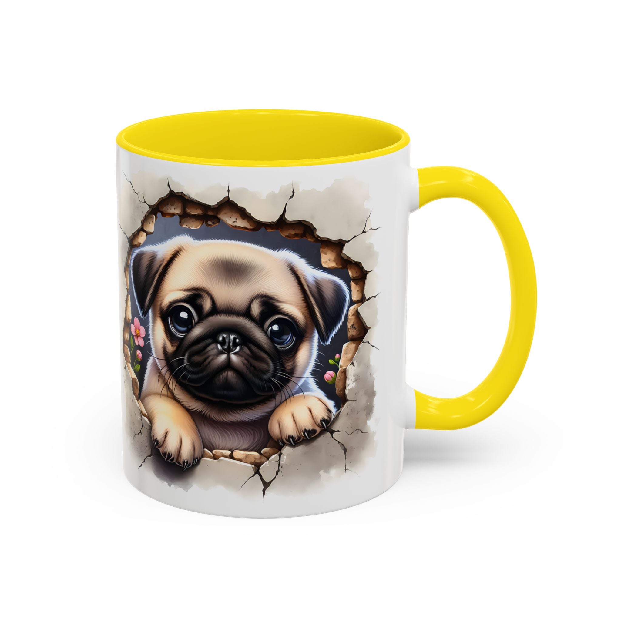 Pug In A Wall Coffee Mug - Cozy Ceramic Cup for Dog Lovers - Cute Pet Gift for Birthdays, Anniversaries, and Holidays
