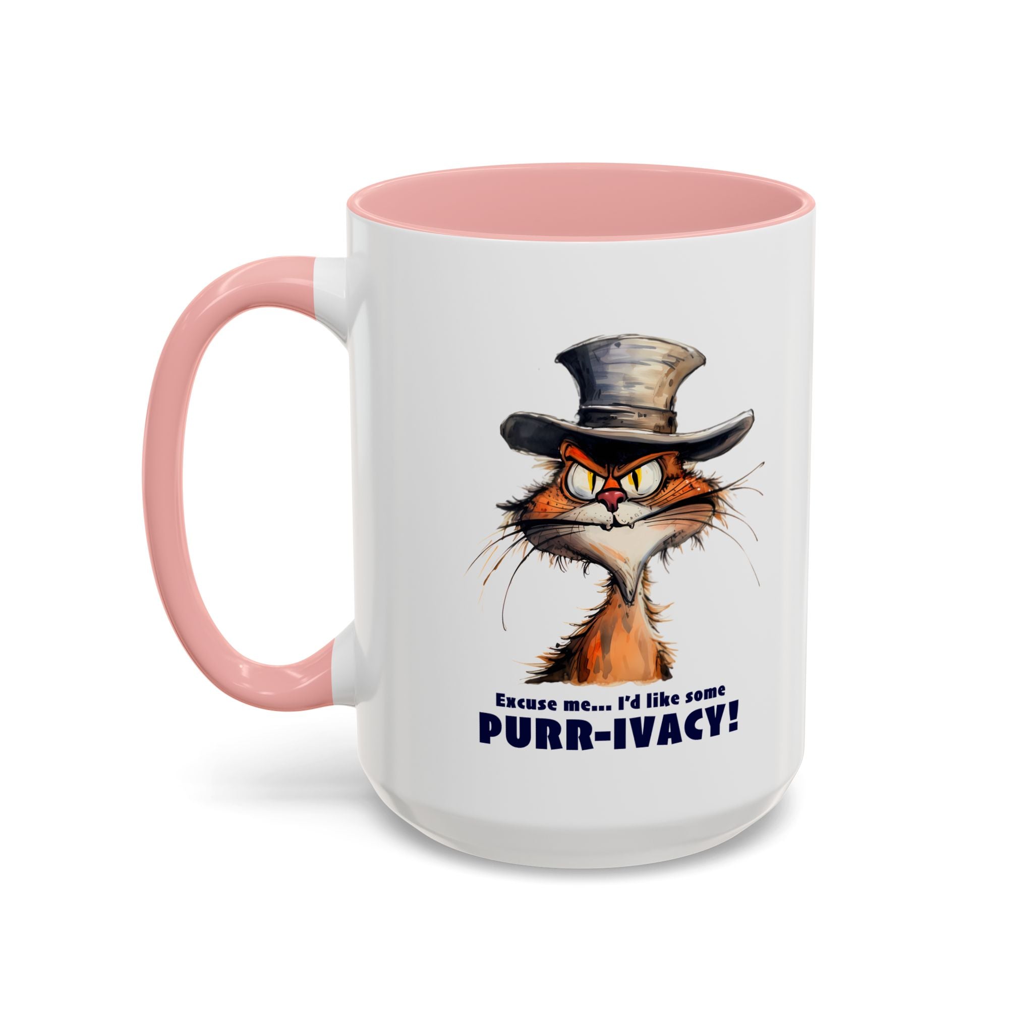 Funny Cat Coffee Mug - Purr-ivacy & Puppy Humor, Gifts for Cat Lovers, Home Office Accessories, Birthday, Pet Owner Mug