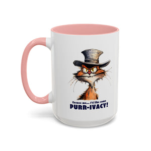 Funny Cat Coffee Mug - Purr-ivacy & Puppy Humor, Gifts for Cat Lovers, Home Office Accessories, Birthday, Pet Owner Mug