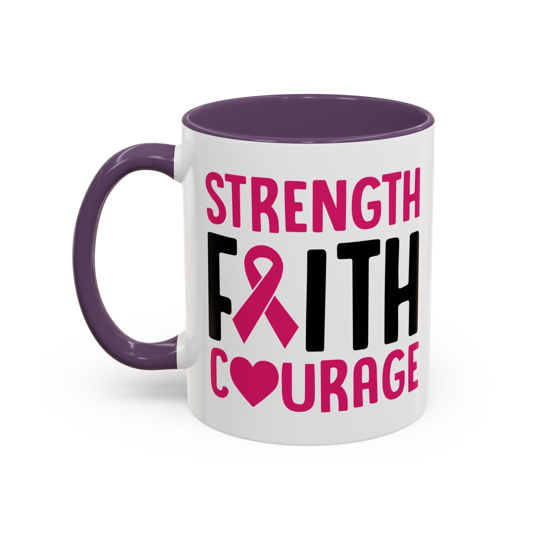 Inspirational Coffee Mug: Strength, Faith, Courage - Gift for Survivors, Awareness Events, Supportive Home Decor, Encouragement