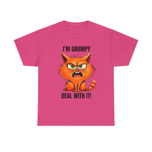 Grumpy Cat Tee: Unisex Heavy Cotton Shirt, Funny Cat Lovers Gift, Casual Wear, Birthday, Humor Apparel