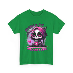 grim reaper coffee is my blood type Unisex Heavy Cotton Tee by the x m world