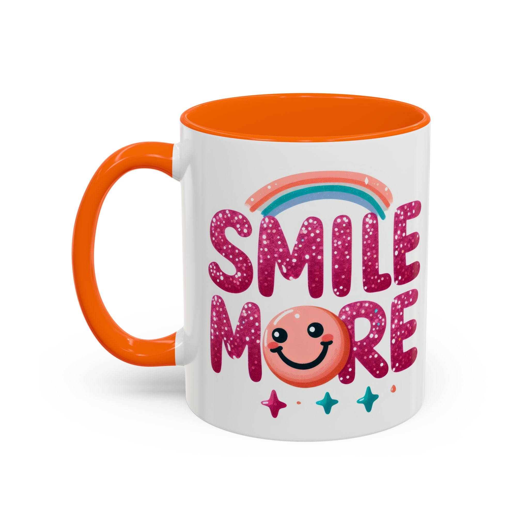 Smile More Coffee Mug – Cute Rainbow Smiley Accent Mug (11/15oz)
