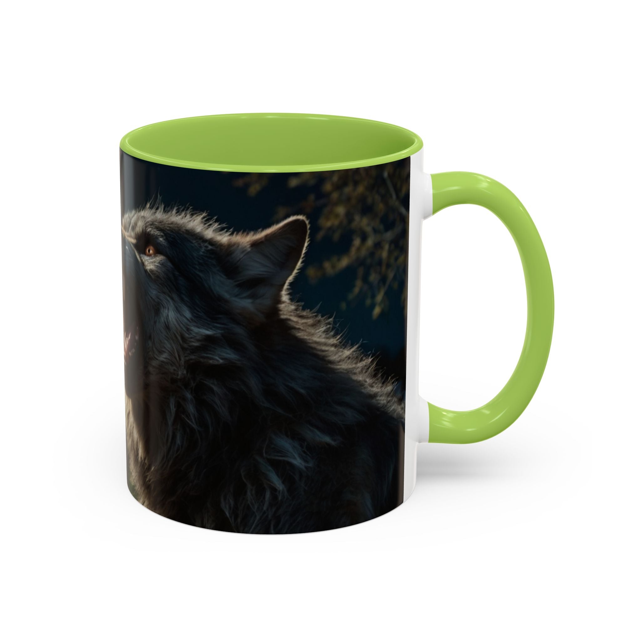 werewolf Howling Wolf Accent Coffee Mug – Gothic Cemetery Night Design (11/15oz) fantasy horror