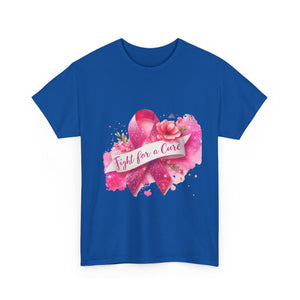 Fight for a Cure Unisex Heavy Cotton Tee | Breast Cancer Awareness Shirt, Support Tee, Gift for Her, Charity Fundraiser Tee, Pink Ribbon Tee