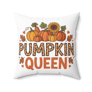 Pumpkin Queen Square Pillow, Fall Decor, Autumn Cushion, Harvest Home Decor, Thanksgiving Gift, Seasonal Accent Pillow