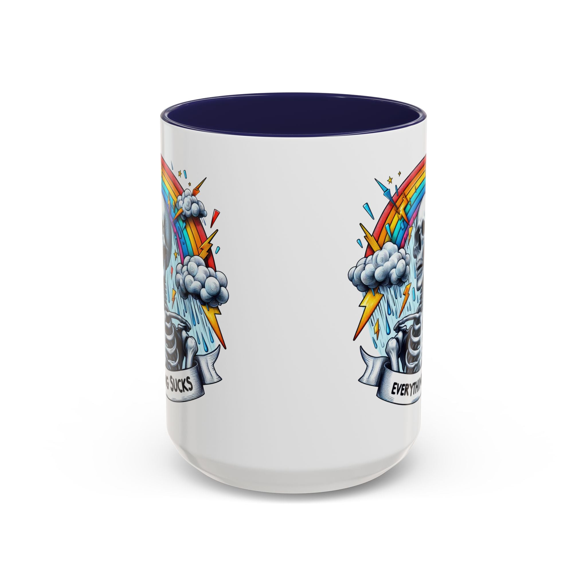 Everything Sucks Skeleton Coffee Mug | 11oz 15oz | Unique Gift for Coffee Lovers, Goth Home Décor, Quirky Humor Mug, Dark Aesthetic