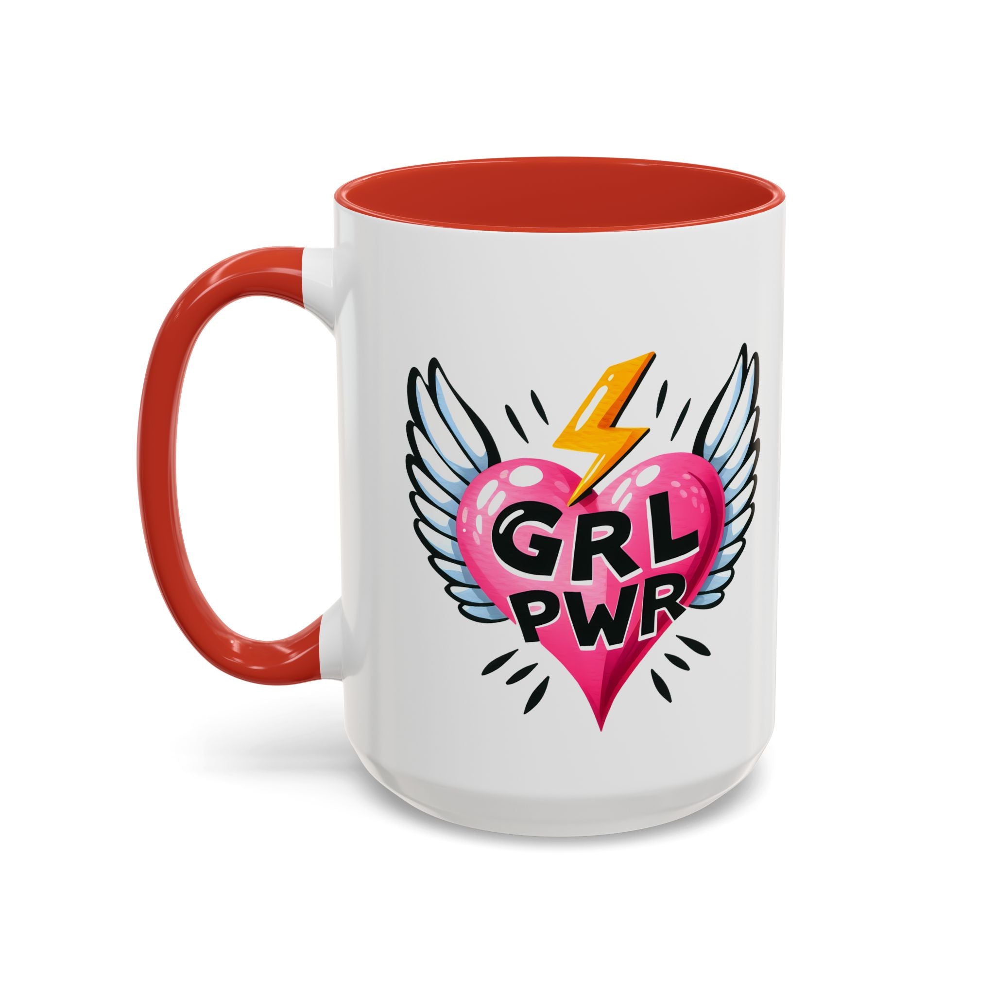 Empowering Heart Coffee Mug | Inspirational Gift for Women, GRL PWR Mug, Cute Kitchen Decor, Unique Friendship Gift, Motivational Coffee Cup