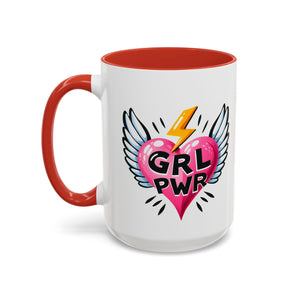 Empowering Heart Coffee Mug | Inspirational Gift for Women, GRL PWR Mug, Cute Kitchen Decor, Unique Friendship Gift, Motivational Coffee Cup