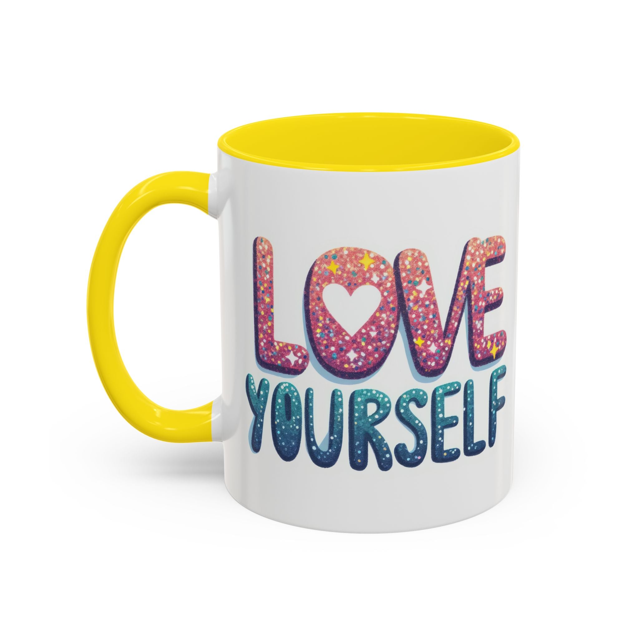 Love Yourself Accent Coffee Mug — Inspirational Self-Love Ceramic Mug (11/15oz)