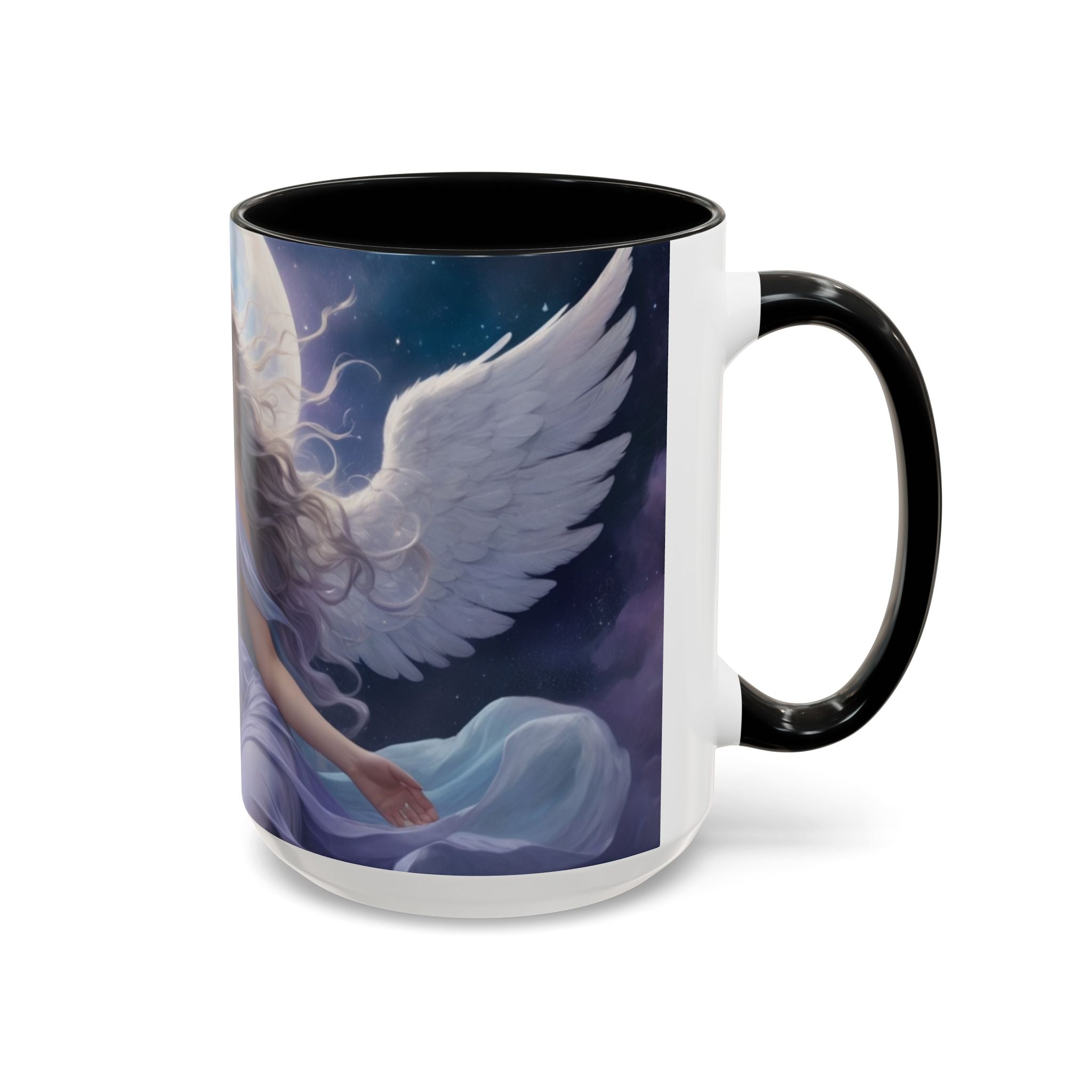 Celestial Angel Accent Coffee Mug - 11 & 15oz, Ethereal Design for Dreamy Coffee Lovers fantasy