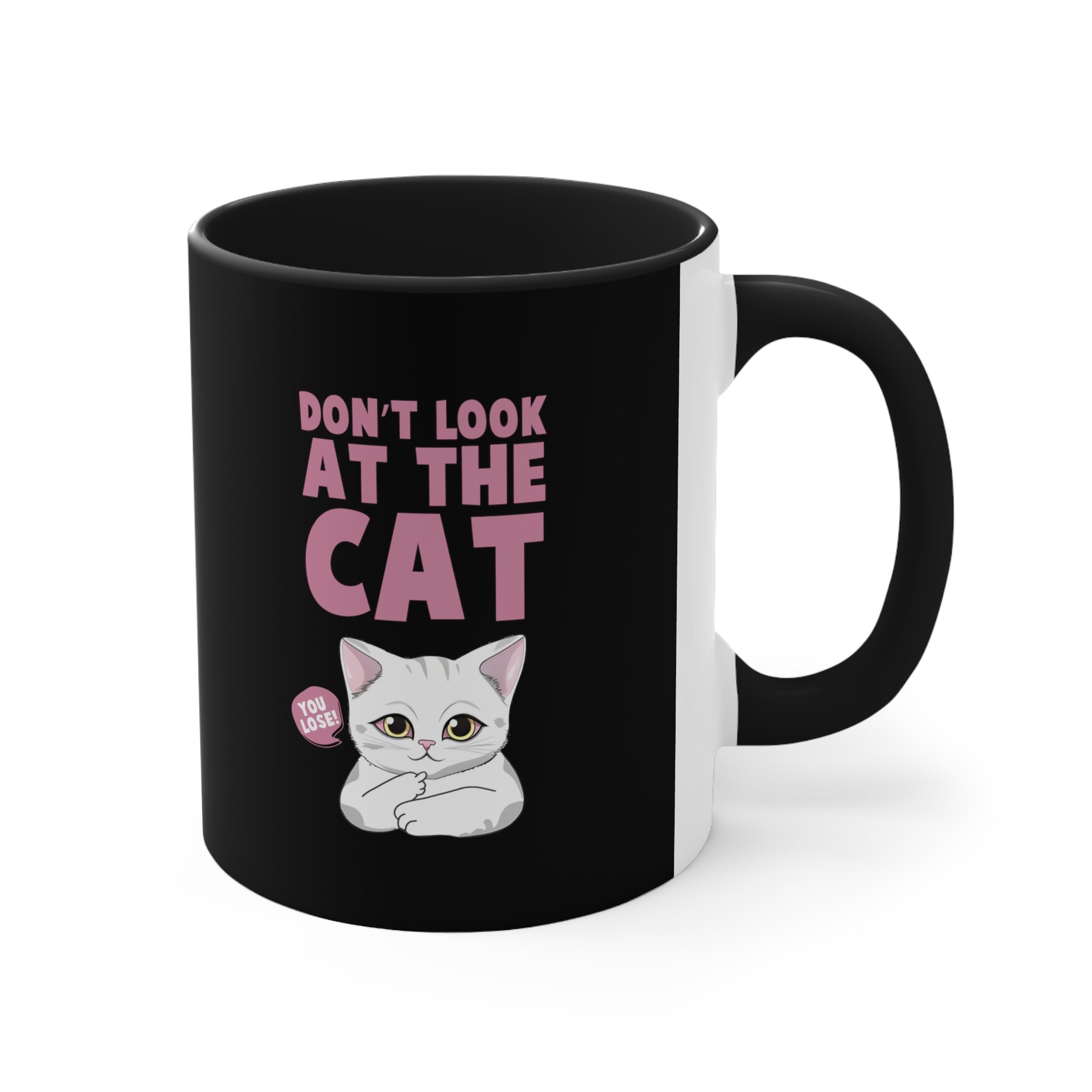 funny don't look at the cat Accent Coffee Mug, 11oz animal lovers gift
