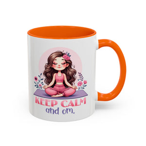 Relaxing Yoga Coffee Mug, Keep Calm and Om Mug, Inspirational Gift, Meditation Mug, Self-Care Coffee Cup, Yoga Lover's Gift