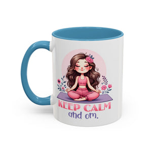 Relaxing Yoga Coffee Mug, Keep Calm and Om Mug, Inspirational Gift, Meditation Mug, Self-Care Coffee Cup, Yoga Lover's Gift