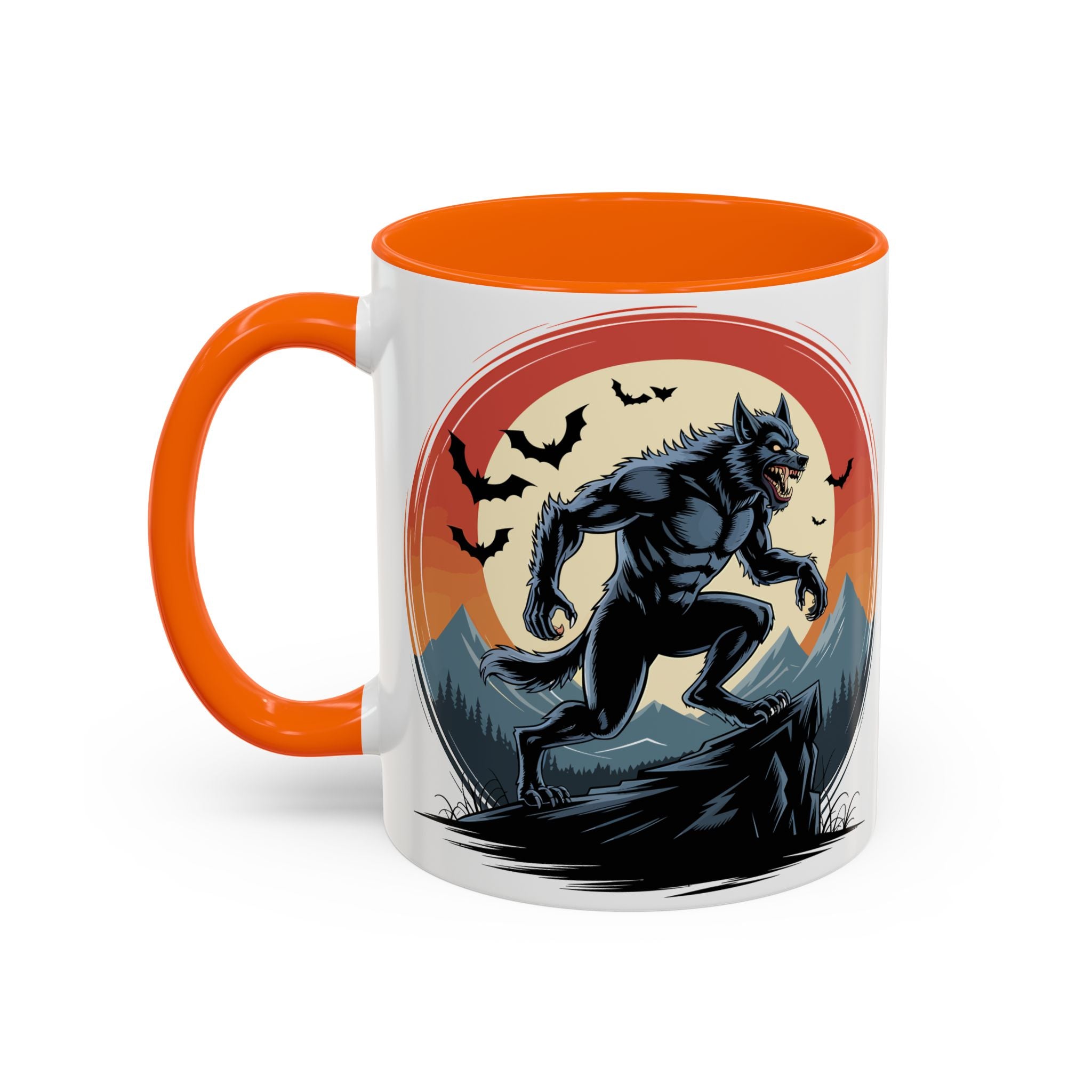 Werewolf Sunset Coffee Mug — Halloween Creature Ceramic Accent Mug (11/15oz) fantasy horror art