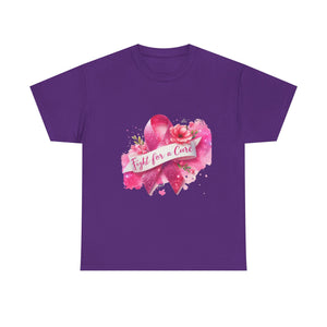 Fight for a Cure Unisex Heavy Cotton Tee | Breast Cancer Awareness Shirt, Support Tee, Gift for Her, Charity Fundraiser Tee, Pink Ribbon Tee