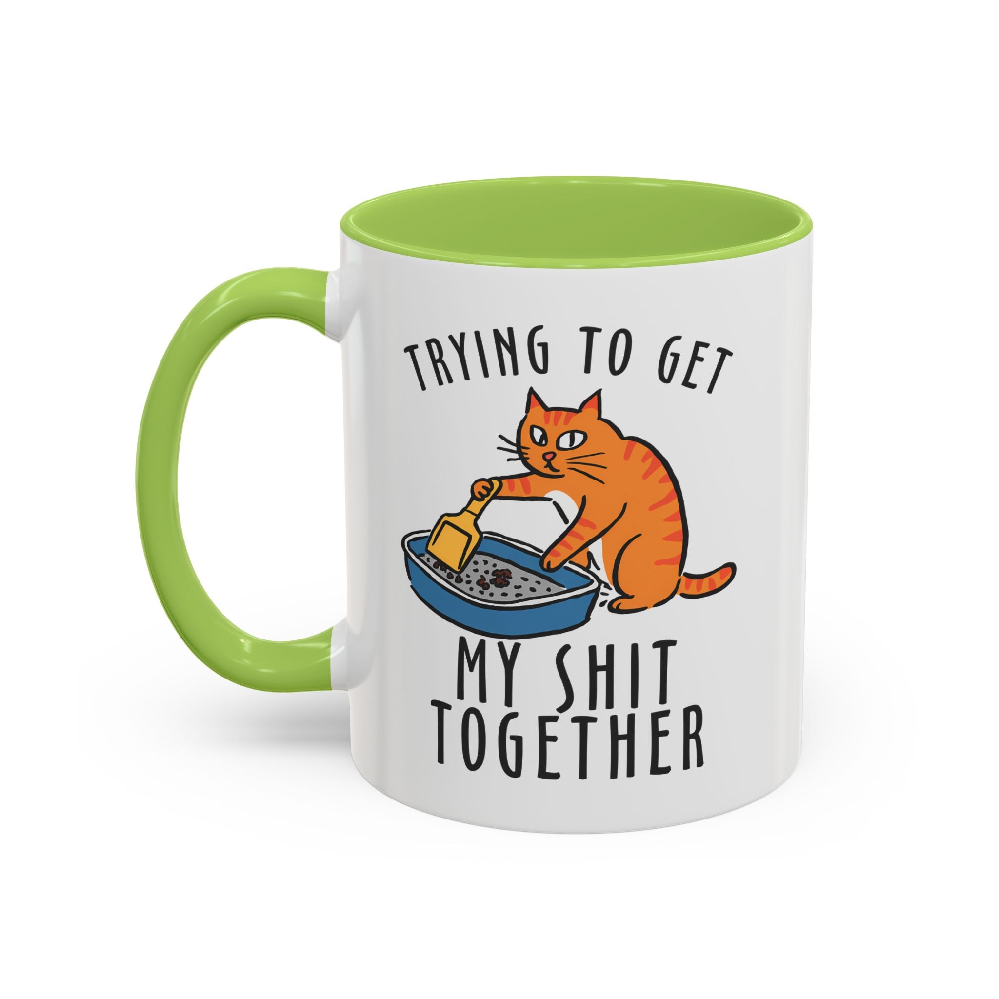 Funny Cat-Themed Coffee Mug - "Trying to Get My Shit Together" adult humor