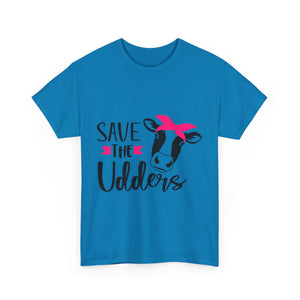 cancer awareness Save the Udders Unisex Heavy Cotton Tee, Fun Cow Tee,  Animal Lover Gift, Casual Tee, Eco-Friendly Apparel