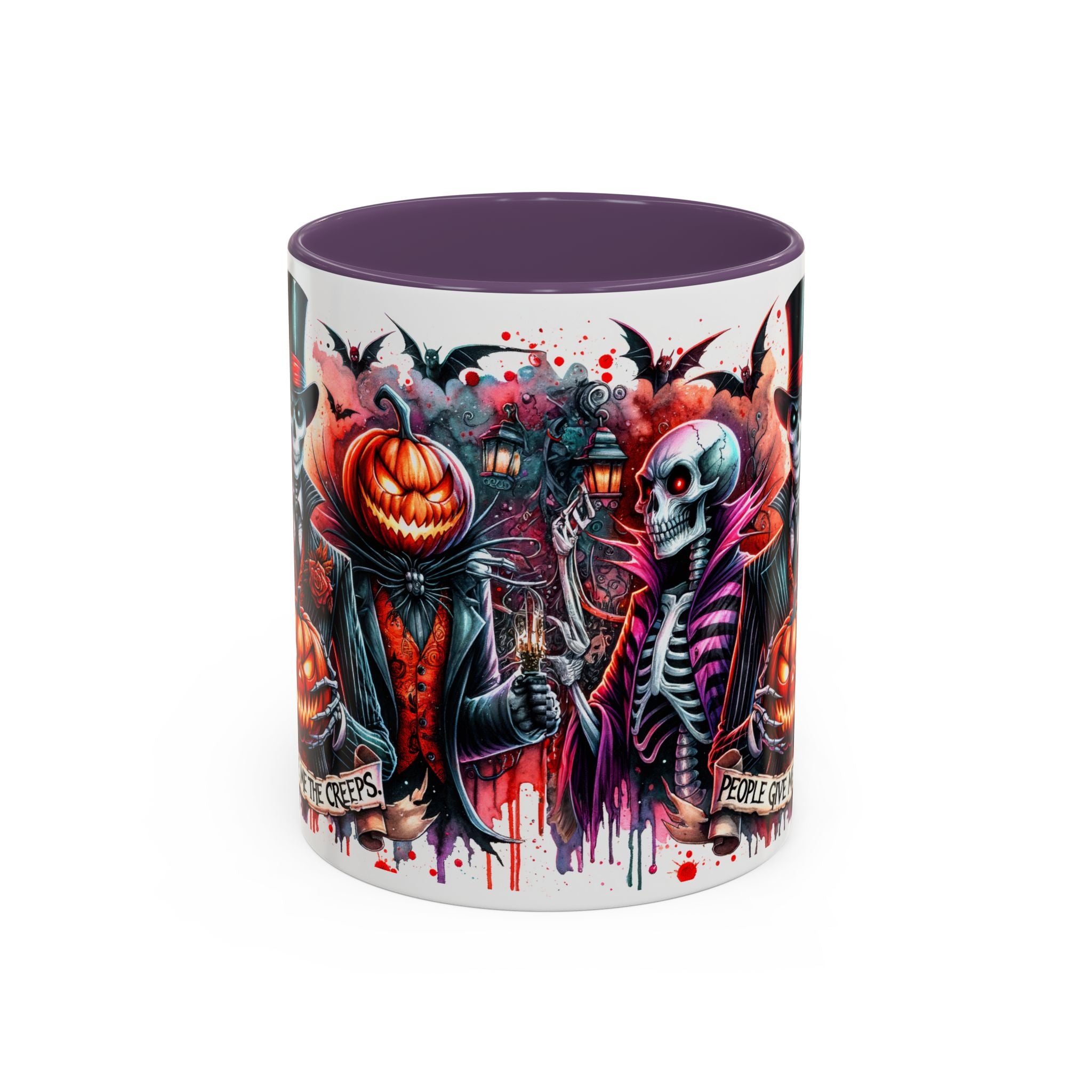 Halloween-themed Accent Coffee Mug, Spooky Skull Mug, Pumpkin Art Cup, Unique Gift for Halloween Lovers, October Decor