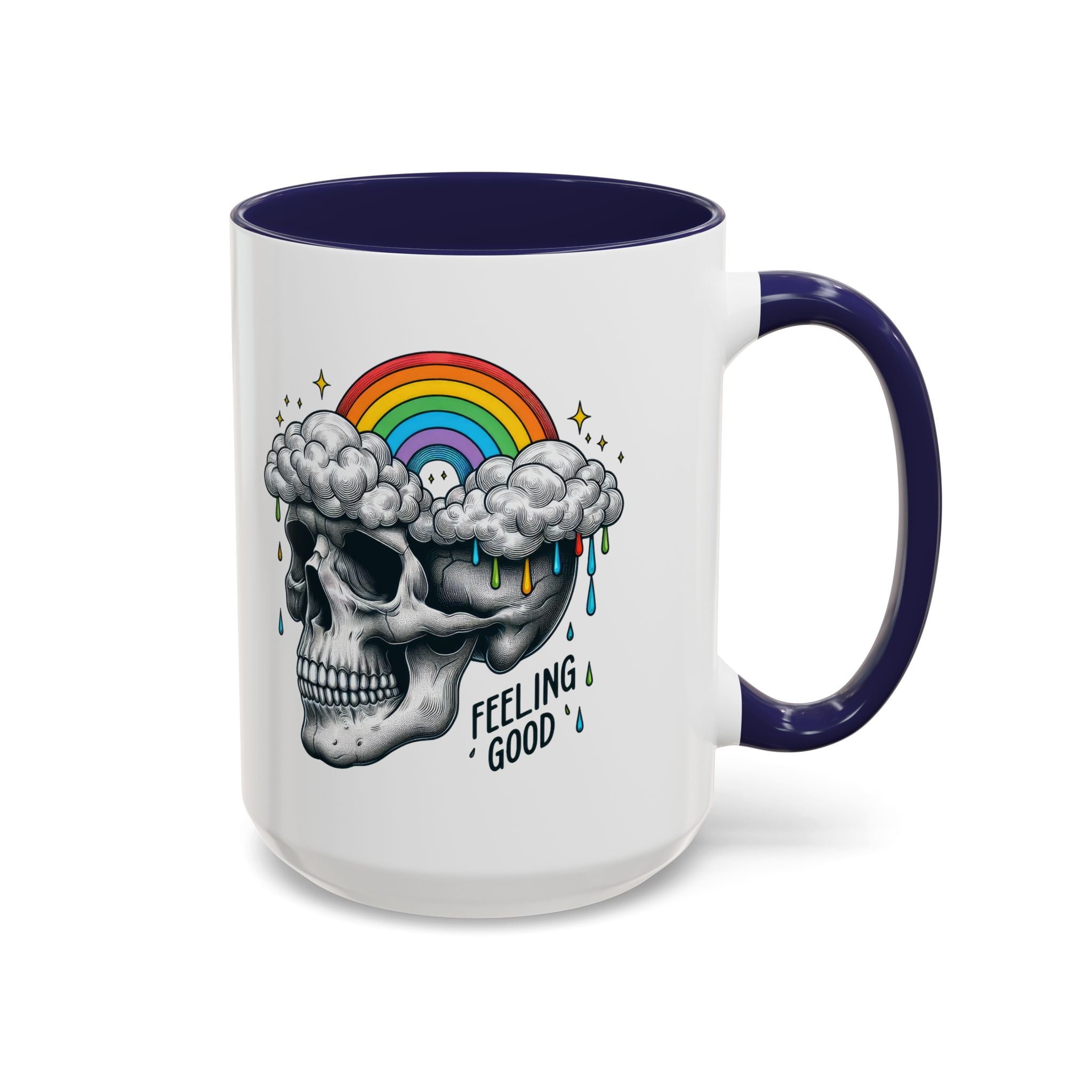 Skull Rainbow Coffee Mug, Unique Gift for Coffee Lovers, Halloween Decor, Daily Motivation Mug, Fun Skull Design