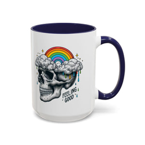 Skull Rainbow Coffee Mug, Unique Gift for Coffee Lovers, Halloween Decor, Daily Motivation Mug, Fun Skull Design