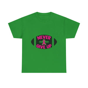 Motivational Football Tee, Never Give Up Shirt, Unisex Cotton T-shirt, Support Awareness, Athletic Gift, Sportswear, Inspirational Apparel