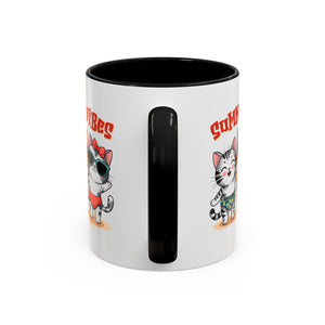Summer Vibes Cat Coffee Mug - Fun Accent Mug for Cat Lovers