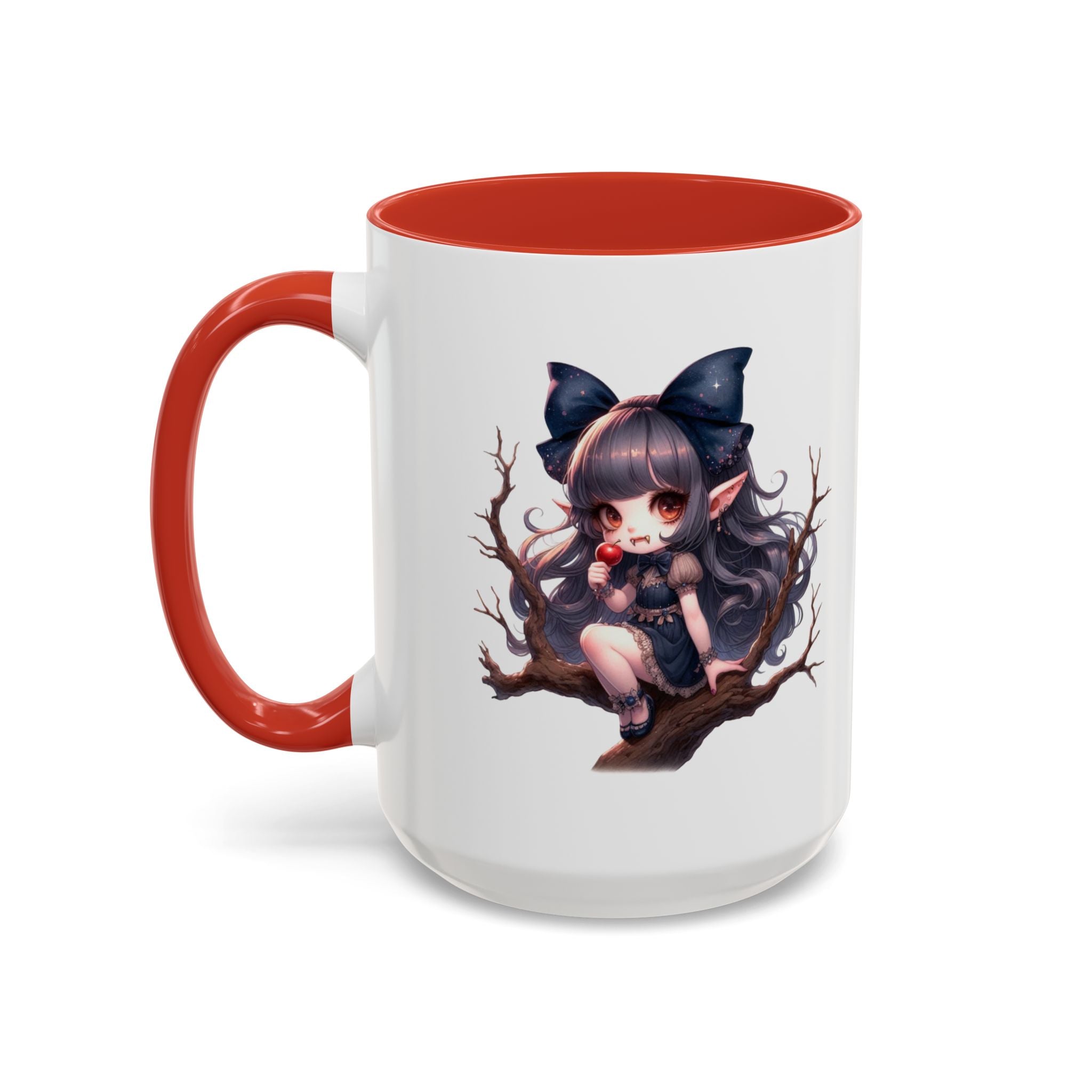 gothic vampire girl in tree horror art Accent Coffee Mug (11, 15oz) png16