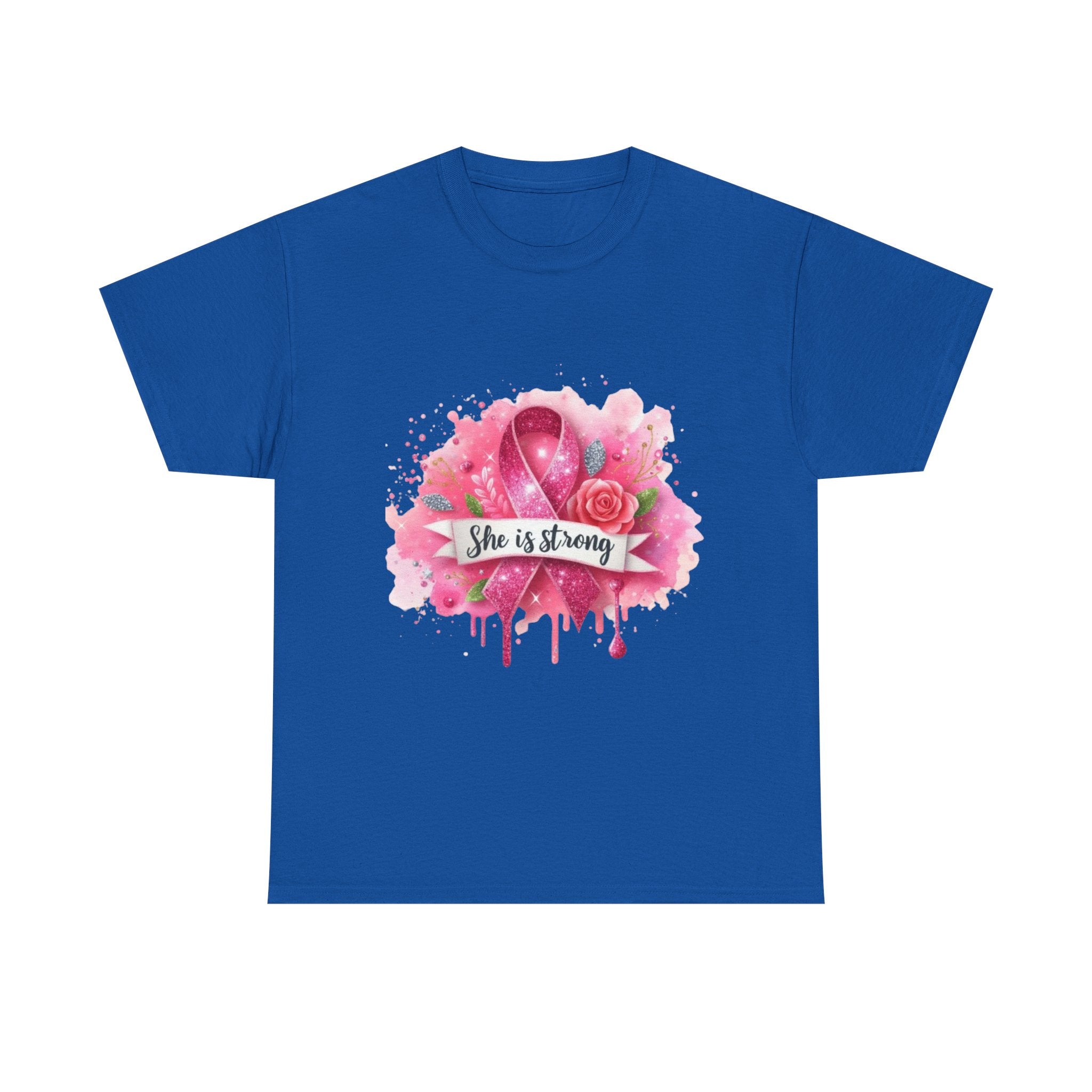 Unisex Heavy Cotton Tee - "She is Strong" Breast Cancer Awareness Shirt, Inspirational Tee, Gift for Her, Supportive Apparel, [...]