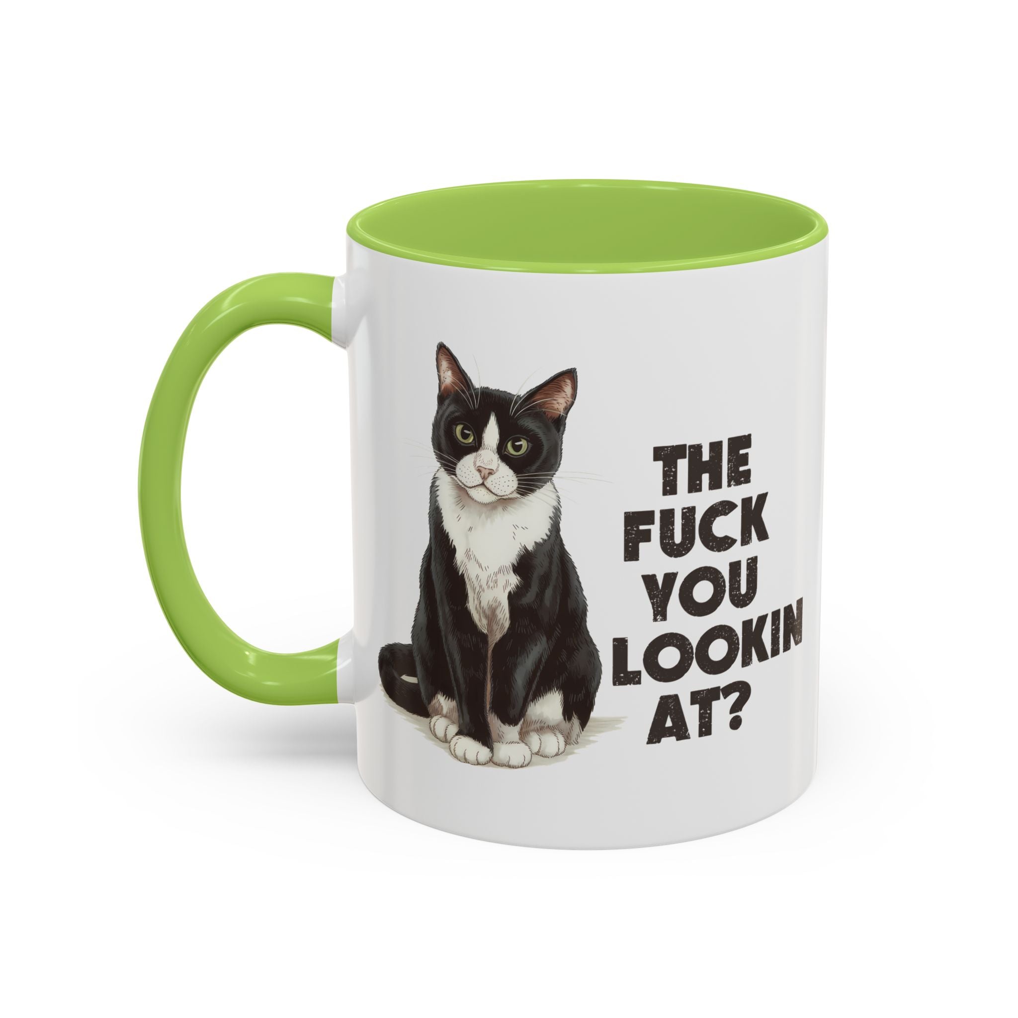 Humorous Cat Accent Coffee Mug - "What You Lookin' At?" 11/15oz attitude and sarcasm