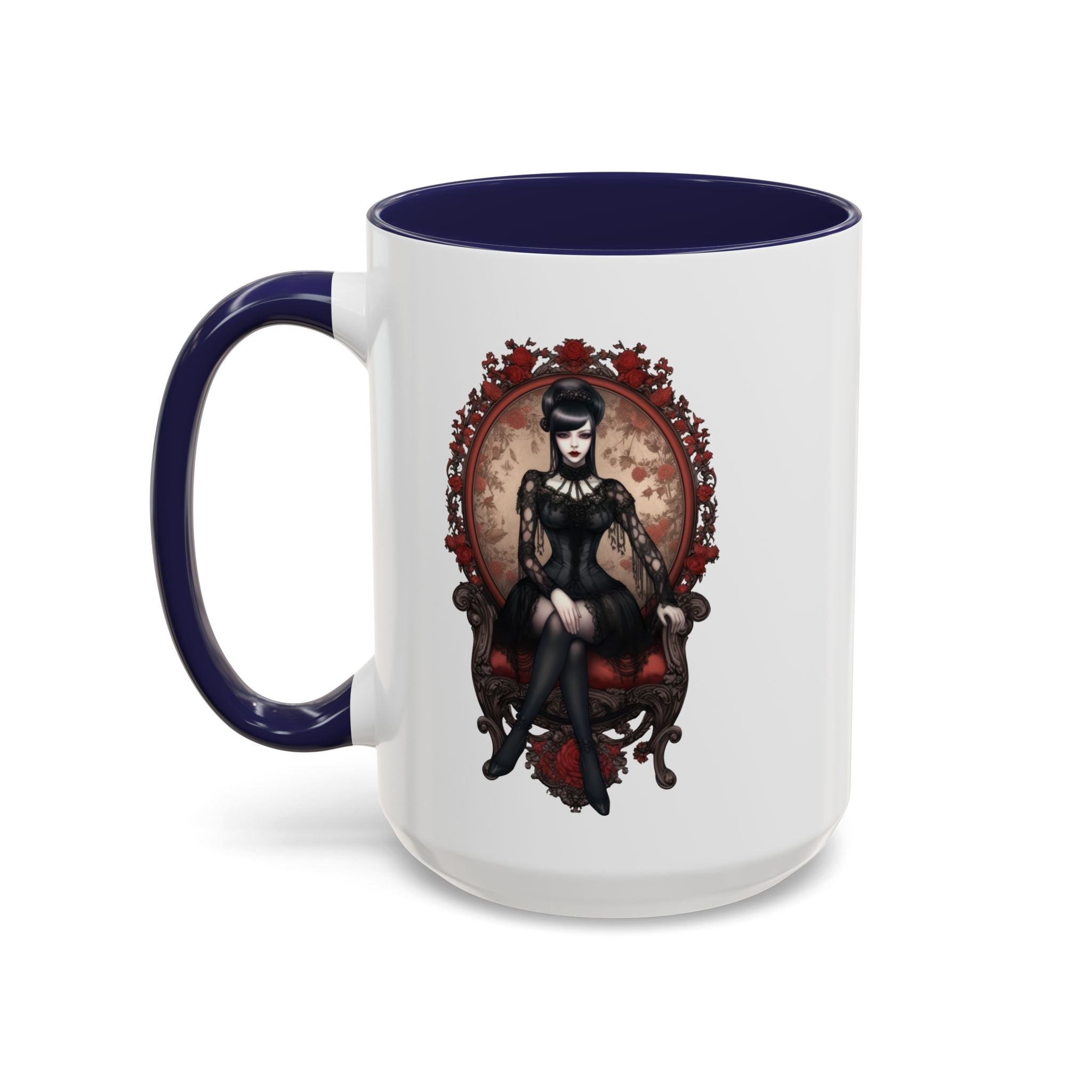 Gothic Elegance Coffee Mug - Unique Black Accent Mug for Witchy Vibes, Perfect Gift for Halloween, Goth Decor, Coffee Lovers, & Spooky