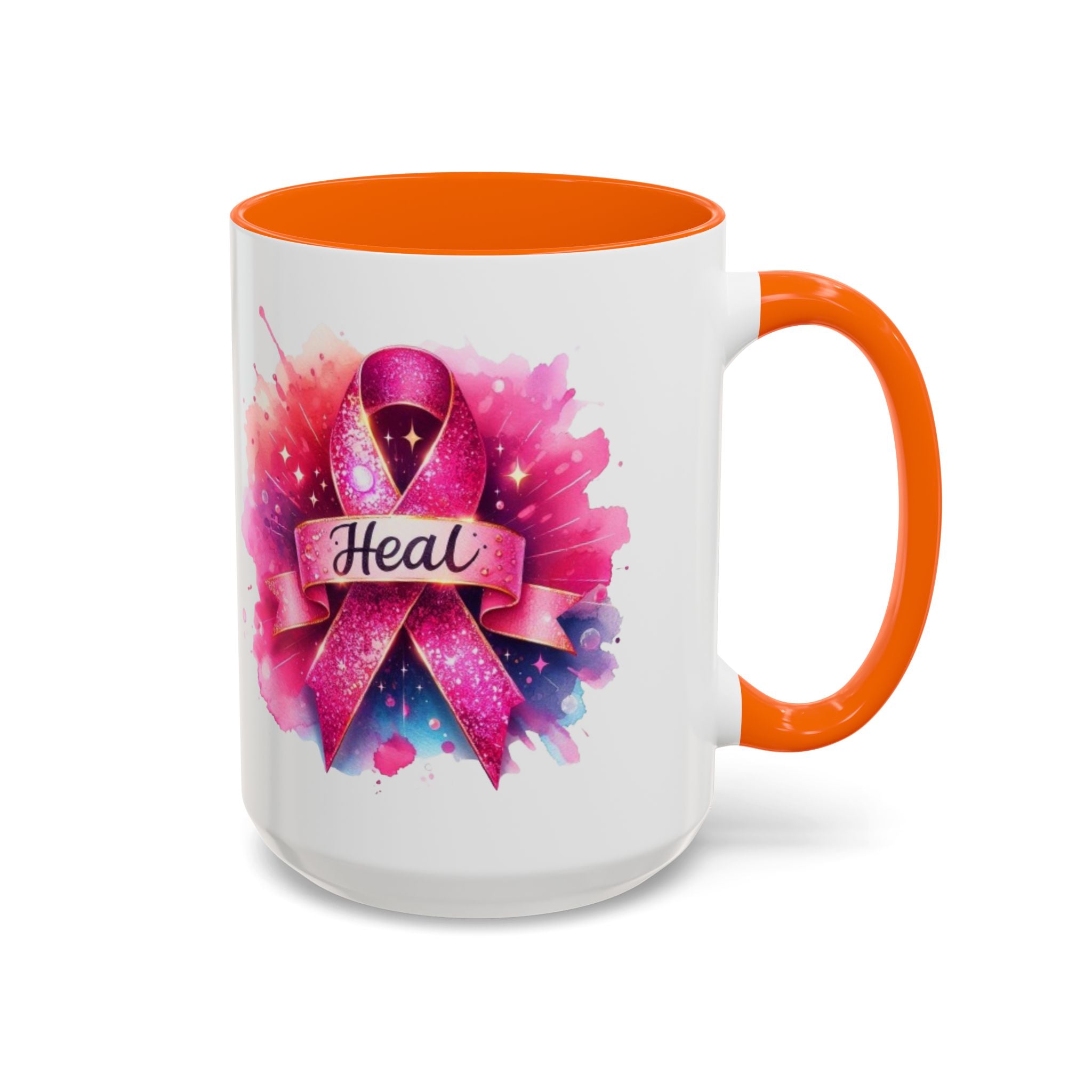 cancer awareness Inspirational Coffee Mug, Healing Ribbon Mug, Gift for Cancer Survivors, Motivational Drinkware, Support