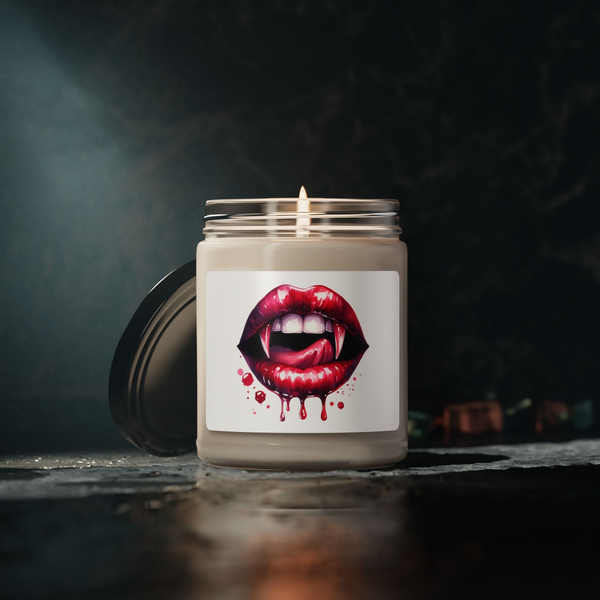 Vampire licks bloody lips horror Scented Soy Candle, 9oz