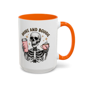 Broke and Bougie Coffee Mug, Skeleton Mug, Halloween Mug, Unique Gift for Coffee Lovers, Spooky Decor