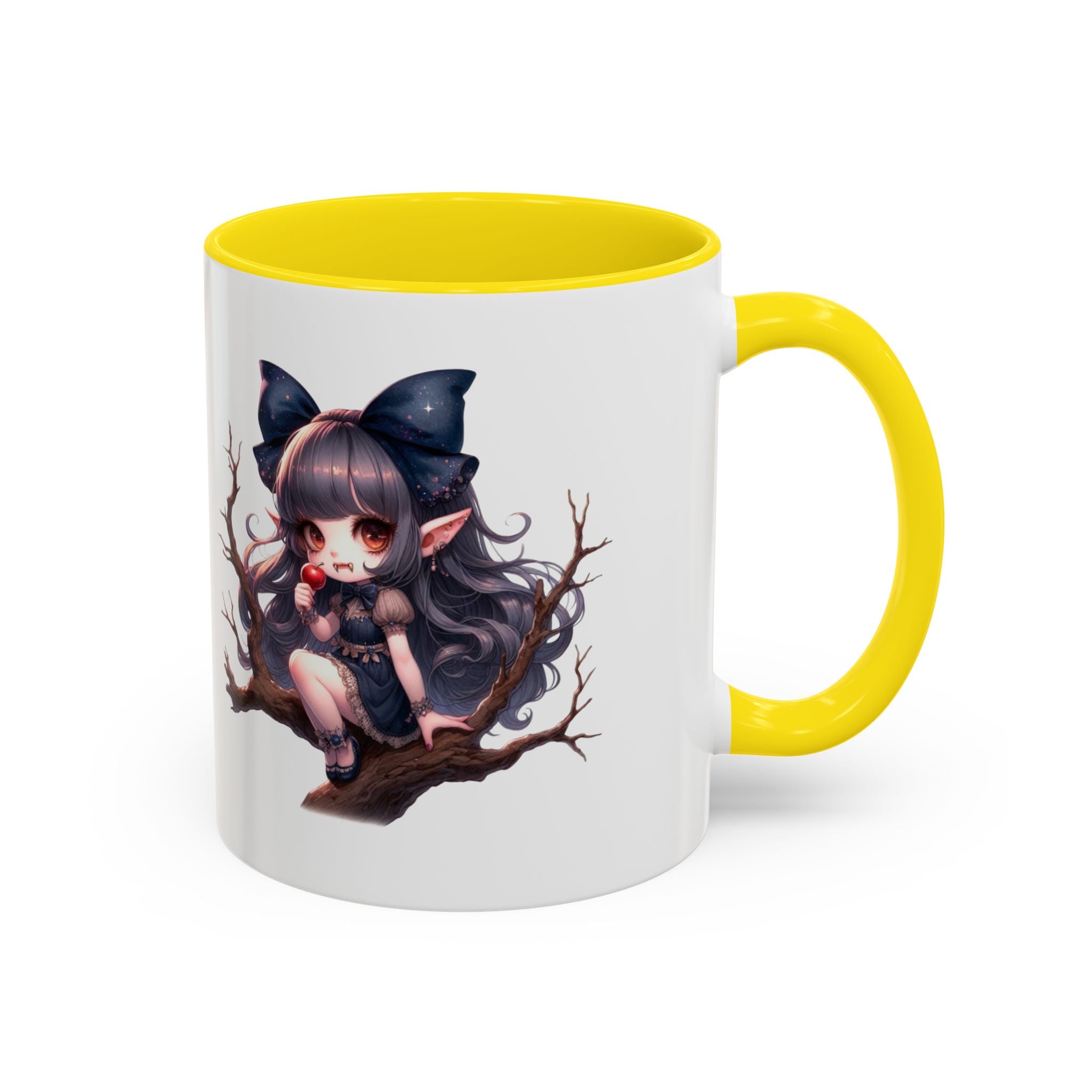 gothic vampire girl in tree horror art Accent Coffee Mug (11, 15oz) png16