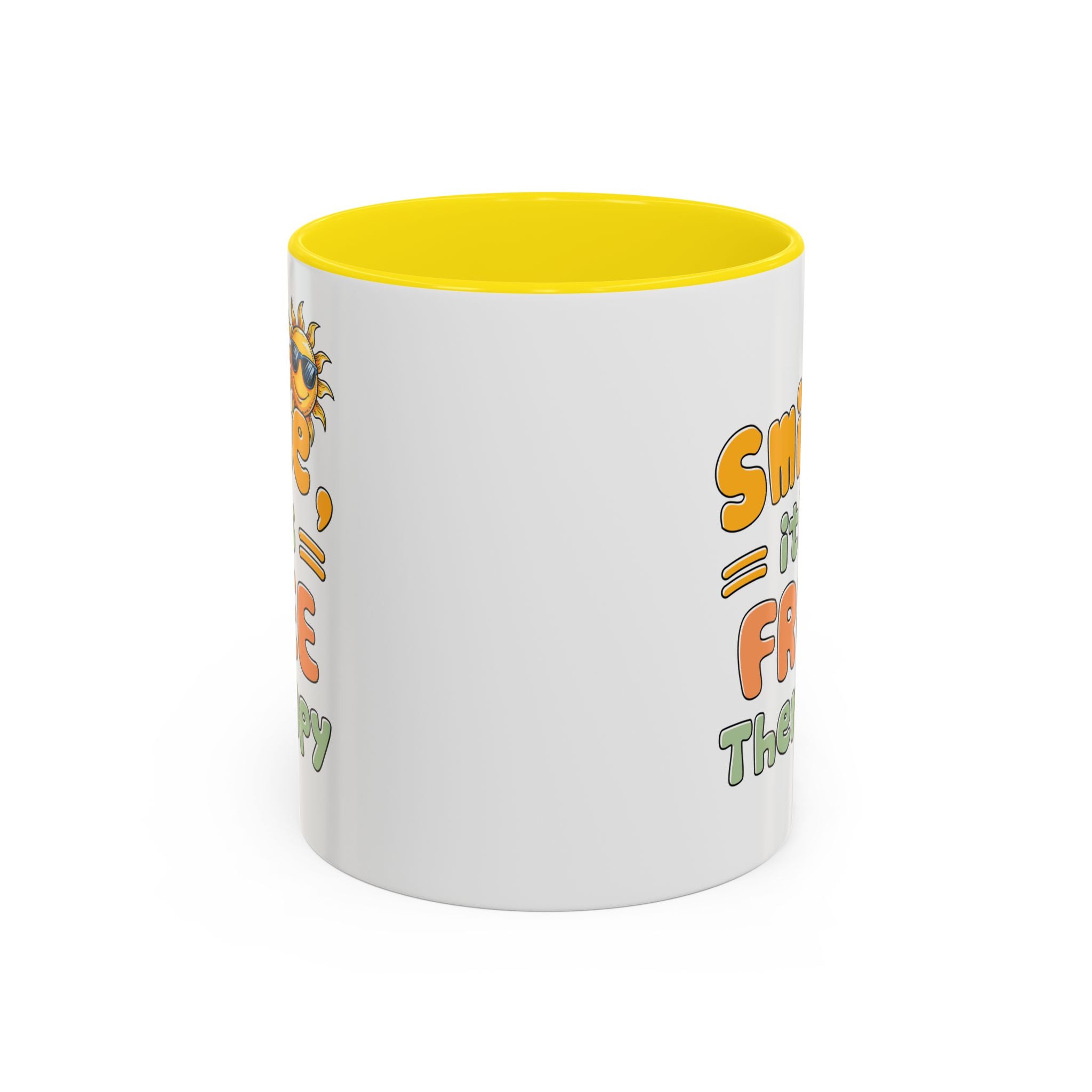 Smile It's Free Therapy Coffee Mug - Fun & Cheerful Accent Mugs for Brightening Your Day