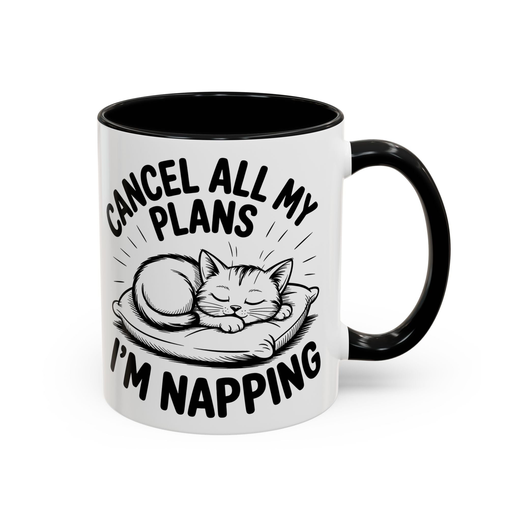 Accent Coffee Mug — "Cancel All My Plans I'm Napping" Cat Sleepy Coffee Mug