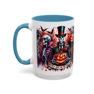 Halloween-themed Accent Coffee Mug, Spooky Skull Mug, Pumpkin Art Cup, Unique Gift for Halloween Lovers, October Decor