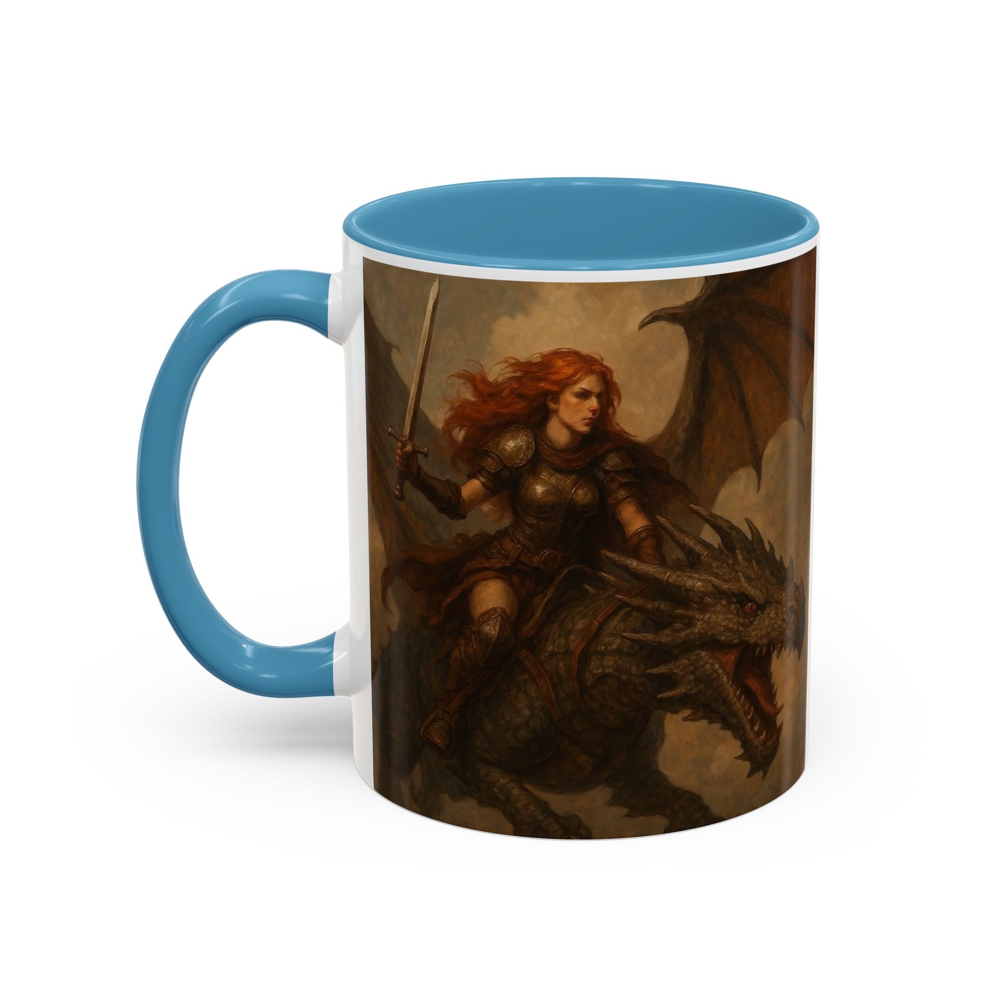 Fantasy Dragon Rider Coffee Mug gothic woman warrior queen
