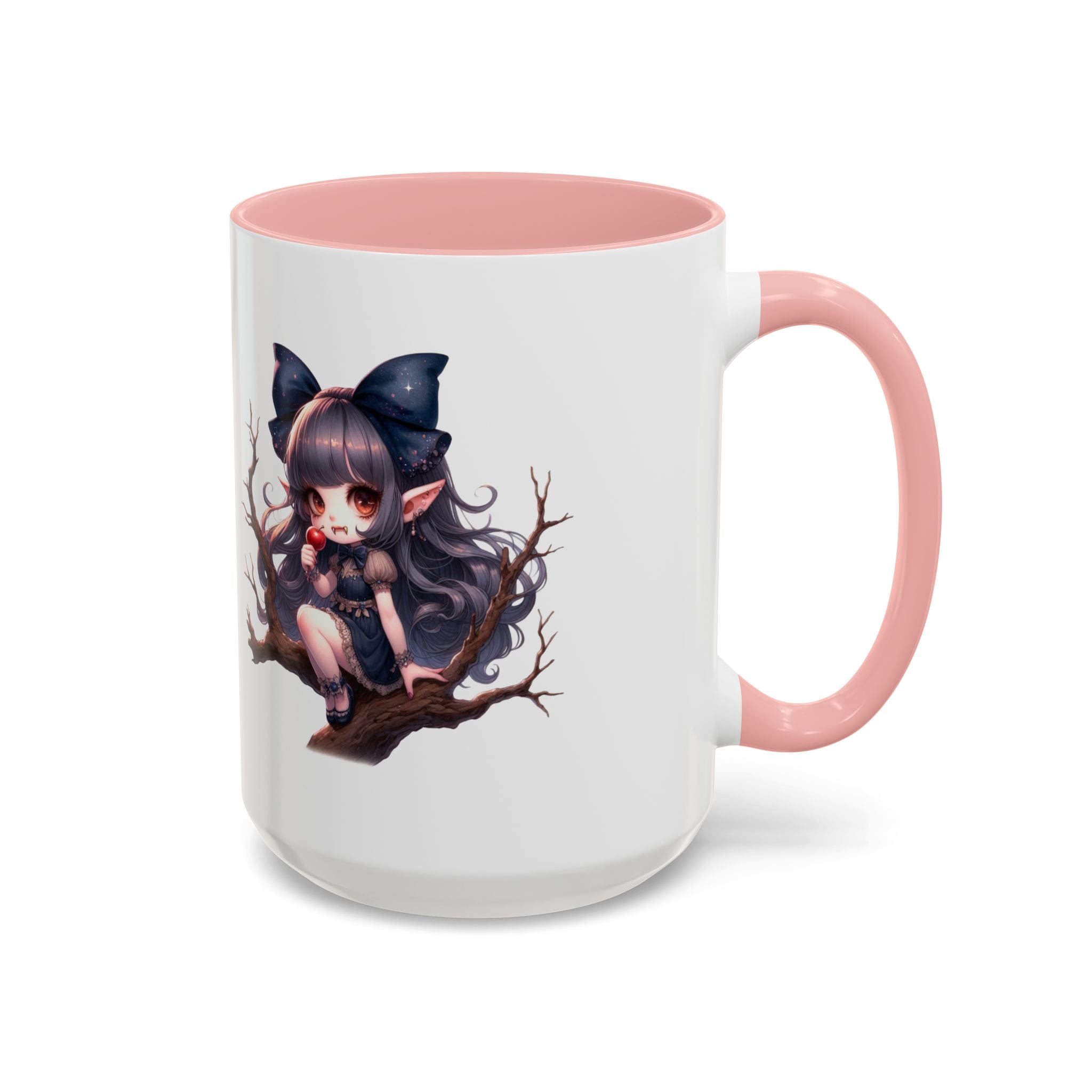 gothic vampire girl in tree horror art Accent Coffee Mug (11, 15oz) png16