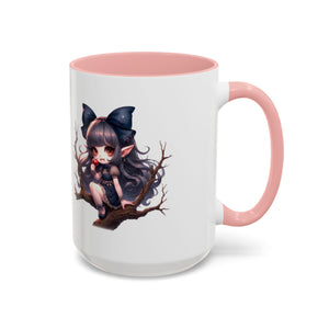 gothic vampire girl in tree horror art Accent Coffee Mug (11, 15oz) png16