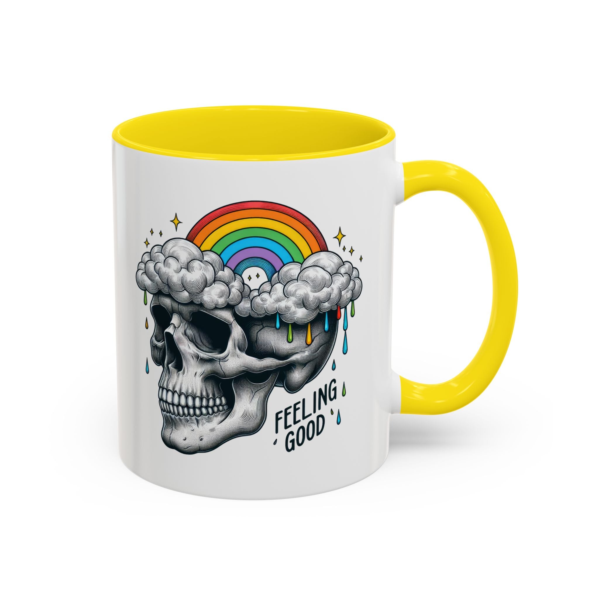 Skull Rainbow Coffee Mug, Unique Gift for Coffee Lovers, Halloween Decor, Daily Motivation Mug, Fun Skull Design