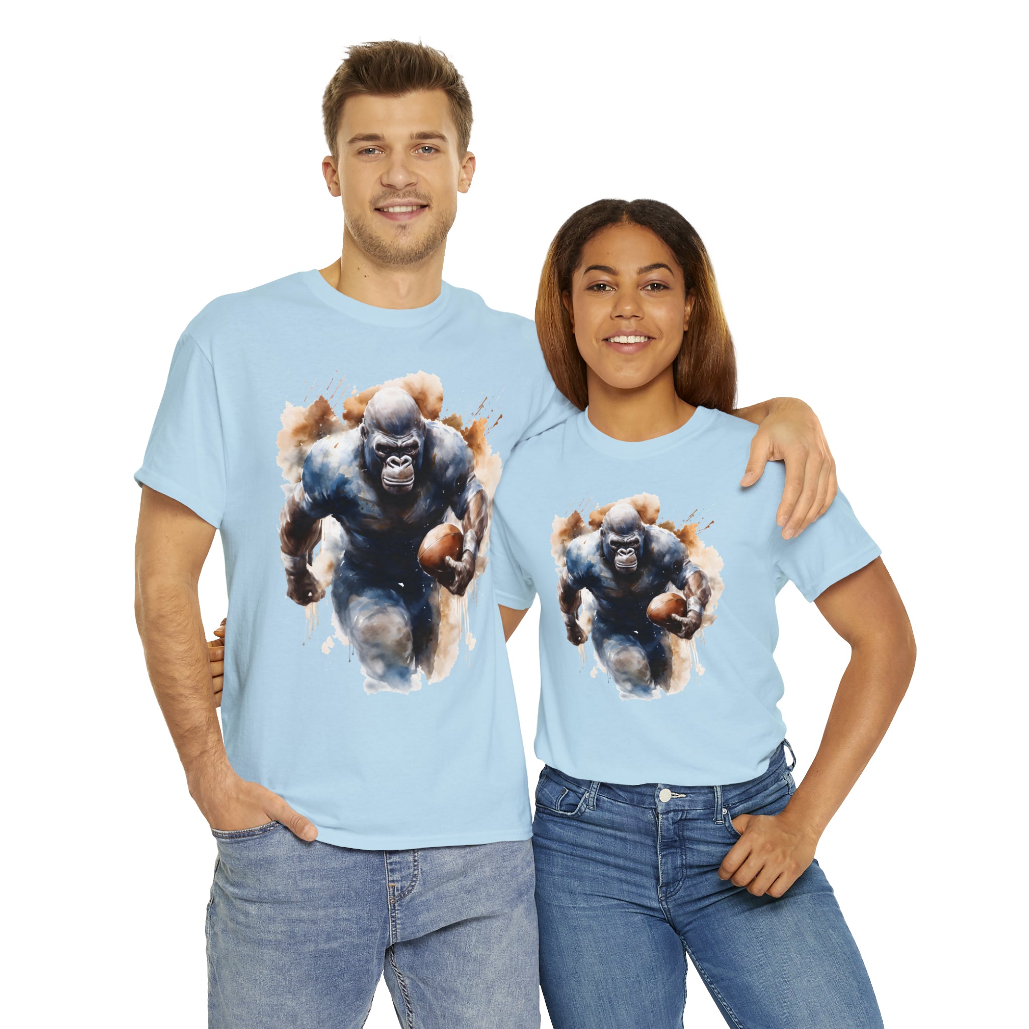 funny Football gorilla t shirt gift Unisex Heavy Cotton Tee