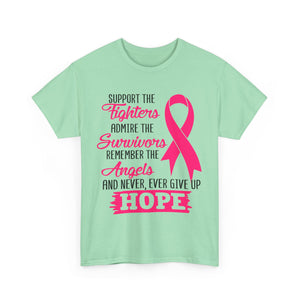 Hope Support Cotton Tee for Fighters and Survivors, Awareness T-Shirt, Breast Cancer Gift, Inspirational Apparel, Unisex Charity Shirt