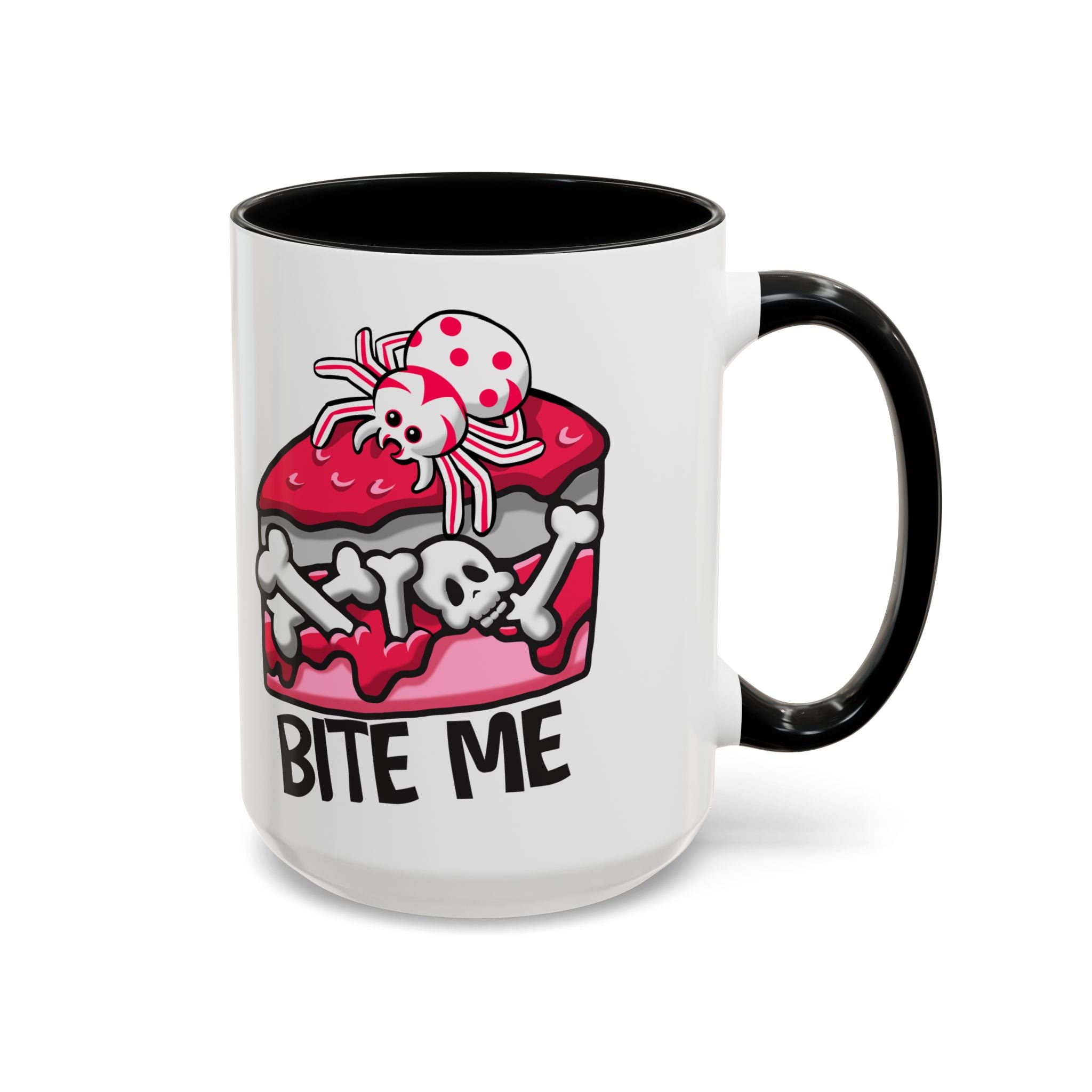 Bite Me Coffee Mug — Cute Creepy Spider Cake Accent Mug anti valentine