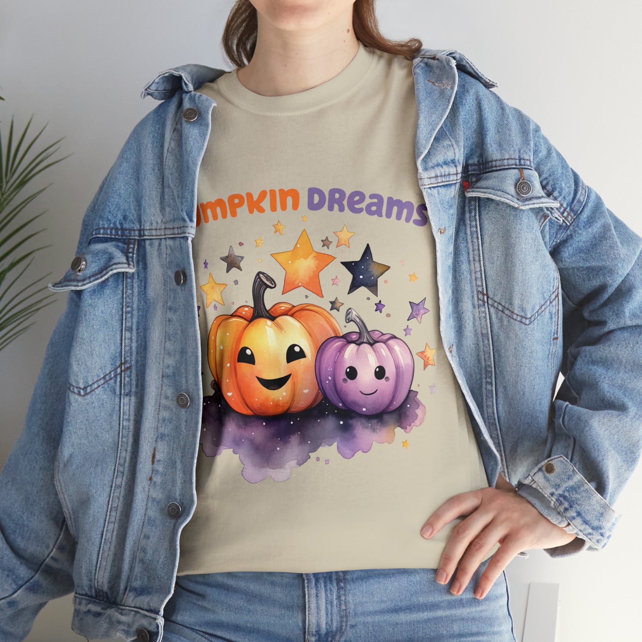 Halloween t shirt pumpkin dreams pastel colors gift for whole family fall fun stocking stuffer Unisex Heavy Cotton Tee