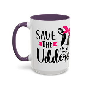 cancer awareness Cute Cow Mug - Save the Utters Coffee Cup, Gift for Animal Lovers,  Mug, Unique Birthday Gift